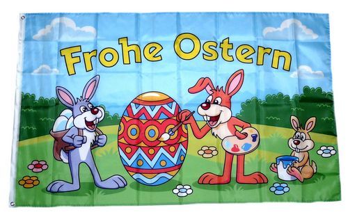 Flagge / Fahne Frohe Ostern Hasen Ei 90 x 150 cm