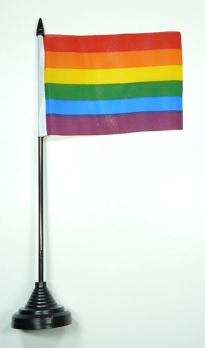 Fahne / Tischflagge Regenbogen NEU 11 x 16 cm Flaggen