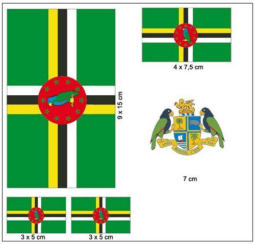 Fahnen Aufkleber Set Dominica