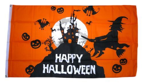 Fahne / Flagge Happy Halloween Schloß 90 x 150 cm