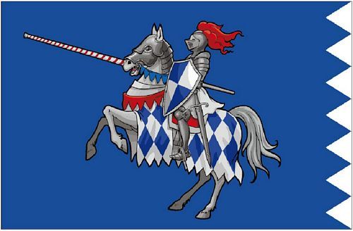 Fahnen Aufkleber Sticker Ritter Pferd blau