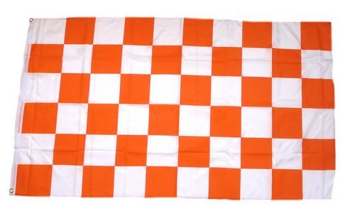 Fahne / Flagge Karo weiß / orange 90 x 150 cm