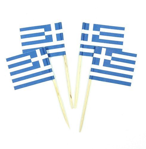 50 Minifahnen Dekopicker Griechenland 30 x 40 mm