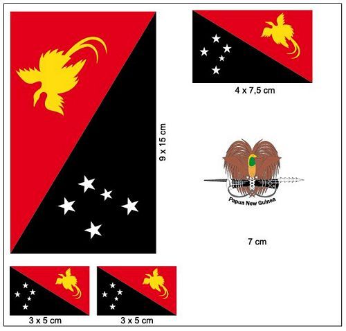 Fahnen Aufkleber Set Papua Neuguinea