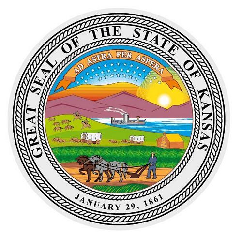 Fahnen Aufkleber Sticker Siegel USA - Kansas