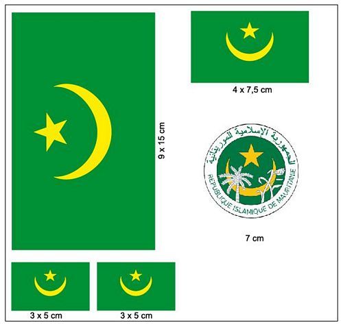 Fahnen Aufkleber Set Mauretanien
