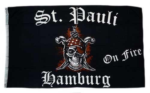 Fahne / Flagge St. Pauli on Fire 90 x 150 cm