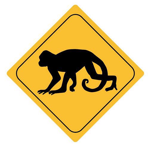 Aufkleber Sticker Achtung Affe Autoaufkleber