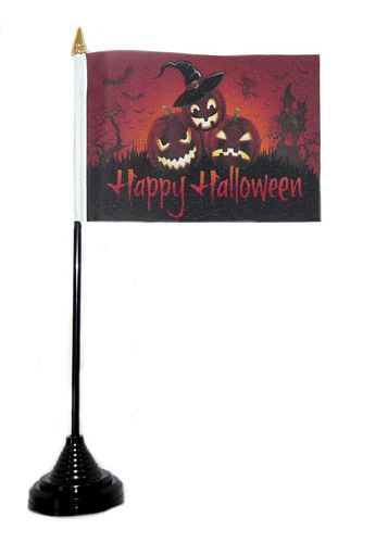 Tischfahne Happy Halloween Kürbisse Hut NEU 11 x 16 cm Flagge Fahne