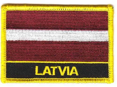 Fahnen Aufnäher Lettland Schrift