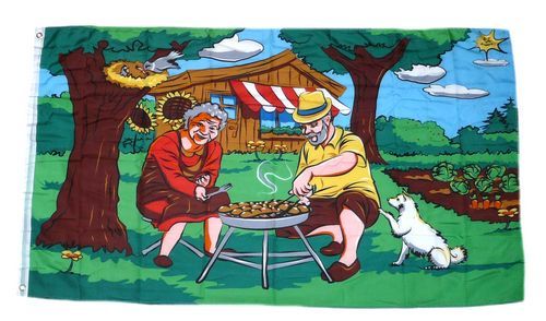 Fahne / Flagge Gärtnerpaar Grill 60 x 90 cm