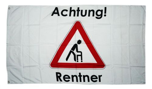 Fahne / Flagge Achtung Rentner 90 x 150 cm