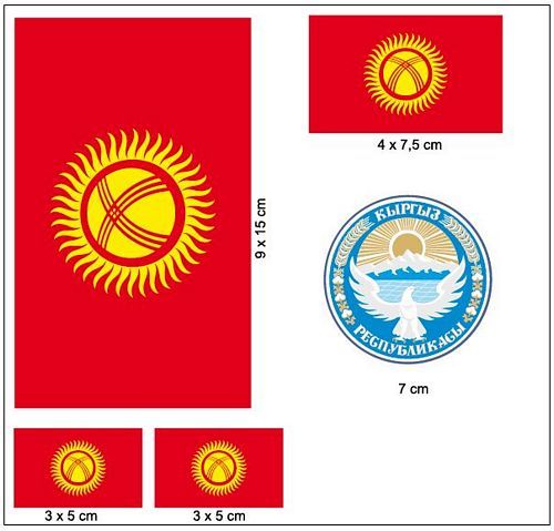Fahnen Aufkleber Set Kirgistan