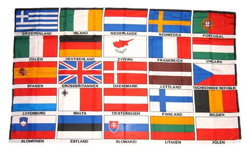 Flagge / Fahne Europa 25 Länder Schrift Hissflagge 90 x 150 cm