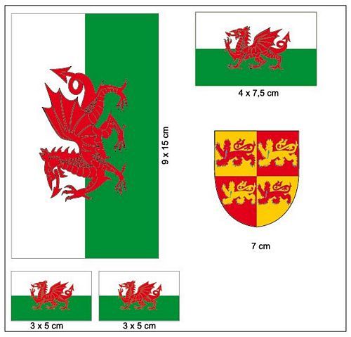 Fahnen Aufkleber Set Wales