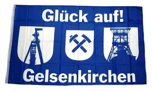 Glück auf Gelsenkirchen Fördertürme Flagge Fahne  Hissfahne 150 x 90 cm 