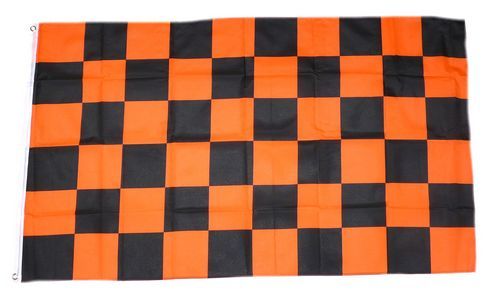 Fahne / Flagge Karo orange / schwarz 90 x 150 cm