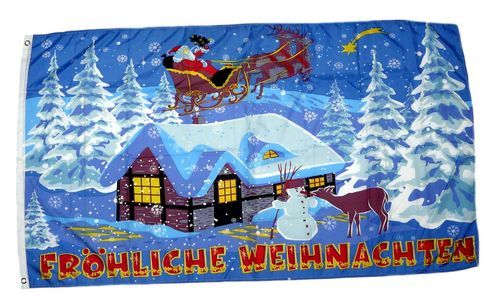 Fahne / Flagge Fröhliche Weihnachten Schlitten 60 x 90 cm
