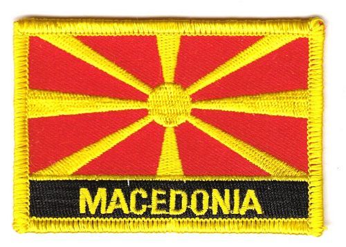 Fahnen Aufnäher Mazedonien Schrift