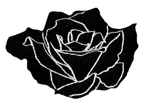 Aufnäher schwarze Rose 9 x 6 cm Aufbügler Patch