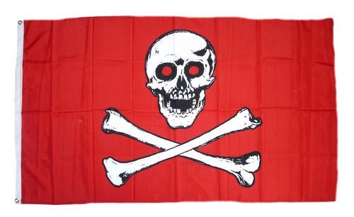 Fahne / Flagge Pirat Freibeuter rot 90 x 150 cm