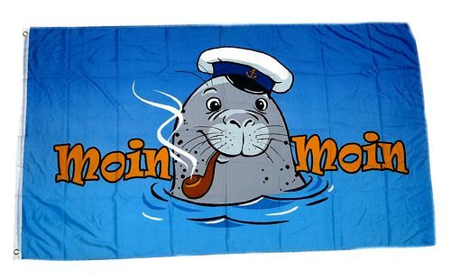 Fahne / Flagge Moin Moin Seehund Pfeife 60 x 90 cm