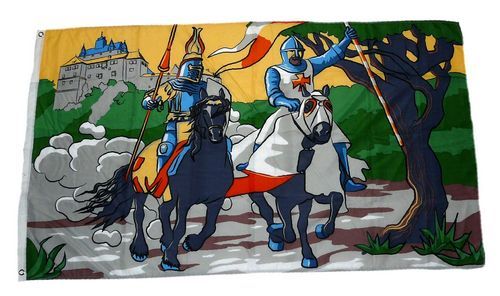 Fahne / Flagge Ritter mit Pferd Burg 90 x 150 cm