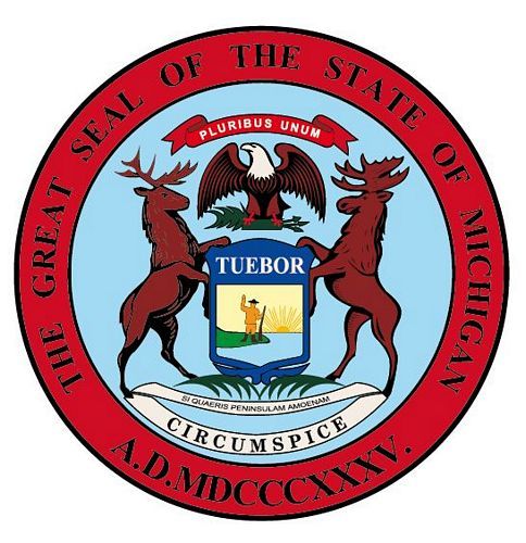 Fahnen Aufkleber Sticker Siegel USA - Michigan