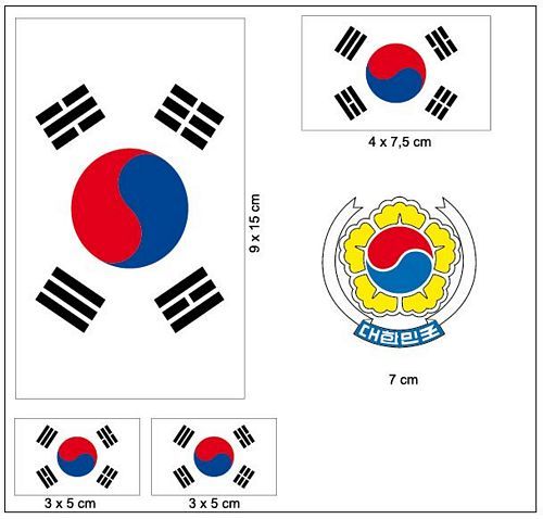Fahnen Aufkleber Set Südkorea