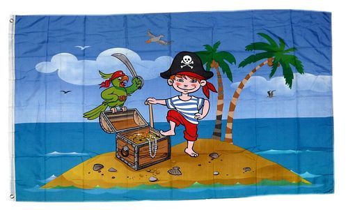 Fahne / Flagge Kinderpirat Schatzinsel 90 x 150 cm