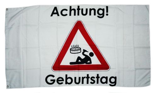 Fahne / Flagge Achtung Geburtstag 90 x 150 cm