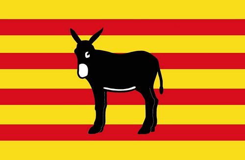 Fahnen Aufkleber Sticker Spanien - Katalonien Esel