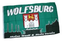 Fahne / Flagge Wolfsburg Silhouette 90 x 150 cm Fahne / Flagge Wolfsburg Silhouette 90 x 150 cm