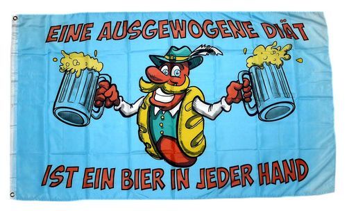 Fahne / Flagge Bier eine augewogene Diät 90 x 150 cm