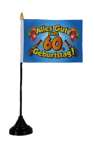 Tischfahne Alles Gute zum 60. Geburtstag 11 x 16 cm Flagge Fahne