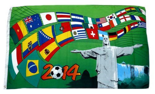 Fahne / Flagge Brasilien WM 2014 Fußball Teilnehmer 90 x 150 cm
