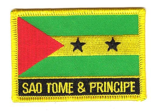 Fahnen Aufnäher Sao Tome Schrift
