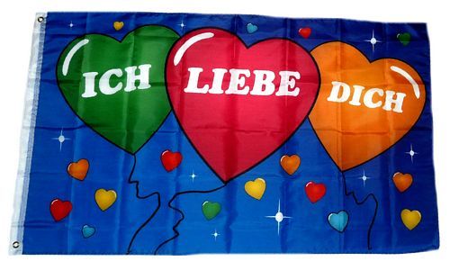 Flagge Fahne Ich liebe Dich Herz 90 x 150 cm