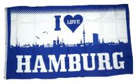 Fahne / Flagge I Love Hamburg 90 x 150 cm Fahne / Flagge I Love Hamburg 90 x 150 cm