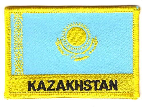 Fahnen Aufnäher Kasachstan Schrift