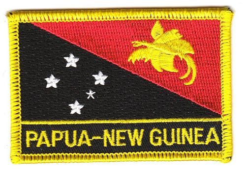 Fahnen Aufnäher Papuaguinea Schrift