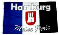 Fahne / Flagge Hamburg Meine Perle Tricolore 90 x 150 cm Fahne / Flagge Hamburg Meine Perle Tricolore 90 x 150 cm
