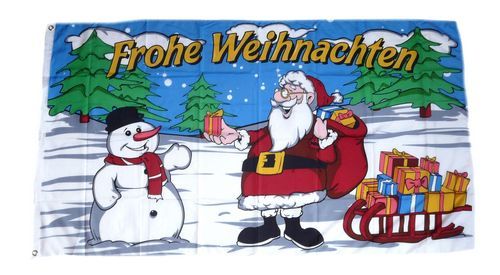 Fahne / Flagge Frohe Weihnachten Schlitten 60 x 90 cm