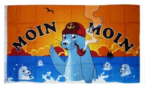 Fahne / Flagge Moin Moin Seehunde Pfeife 90 x 150 cm