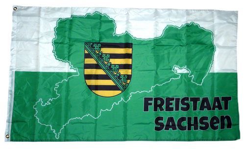 Fahne / Flagge Freistaat Sachsen Karte 90 x 150 cm