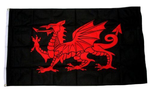 Fahne / Flagge Wales Drache schwarz 90 x 150 cm
