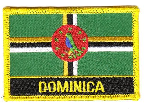 Fahnen Aufnäher Dominica Schrift