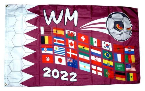 Fahne / Flagge WM 2022 Katar Teilnehmer 90 x 150 cm
