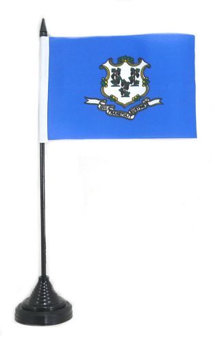 Fahne / Tischflagge USA - Connecticut NEU 11 x 16 cm Fahne