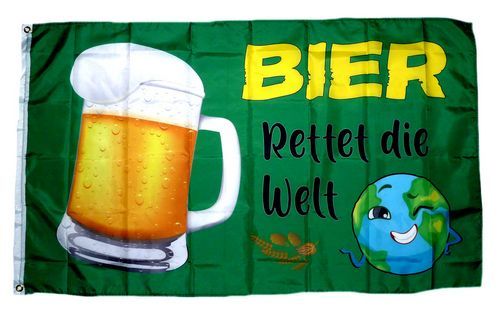 Fahne / Flagge Bier rettet die Welt 90 x 150 cm